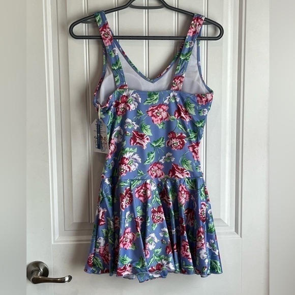HOST PICK NWT April Cornell Mini Peony Skirted Swimsuit Swim Dress S Periwinkle - Picture 9 of 11